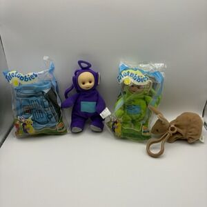 Vintage Teletubbies Plush Bag Clips Burger King Kids Club 1999- Lot Of 4